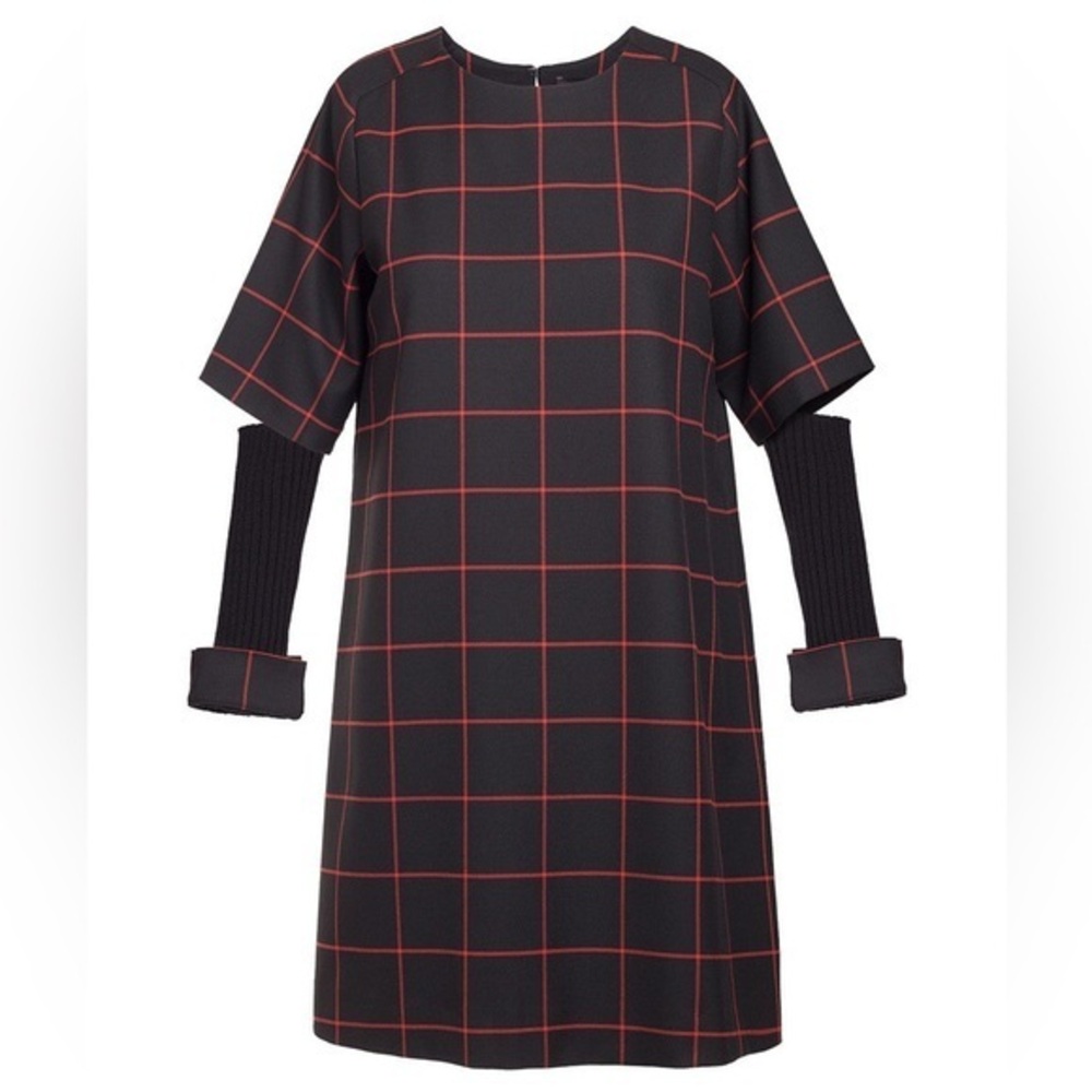Cop Copine Poignet Removavle Sleeves Robe Dress Jacquard Carmin Print Size 40